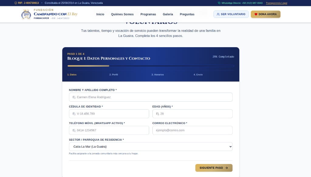 FUNDACAMIR • Registro Voluntarios